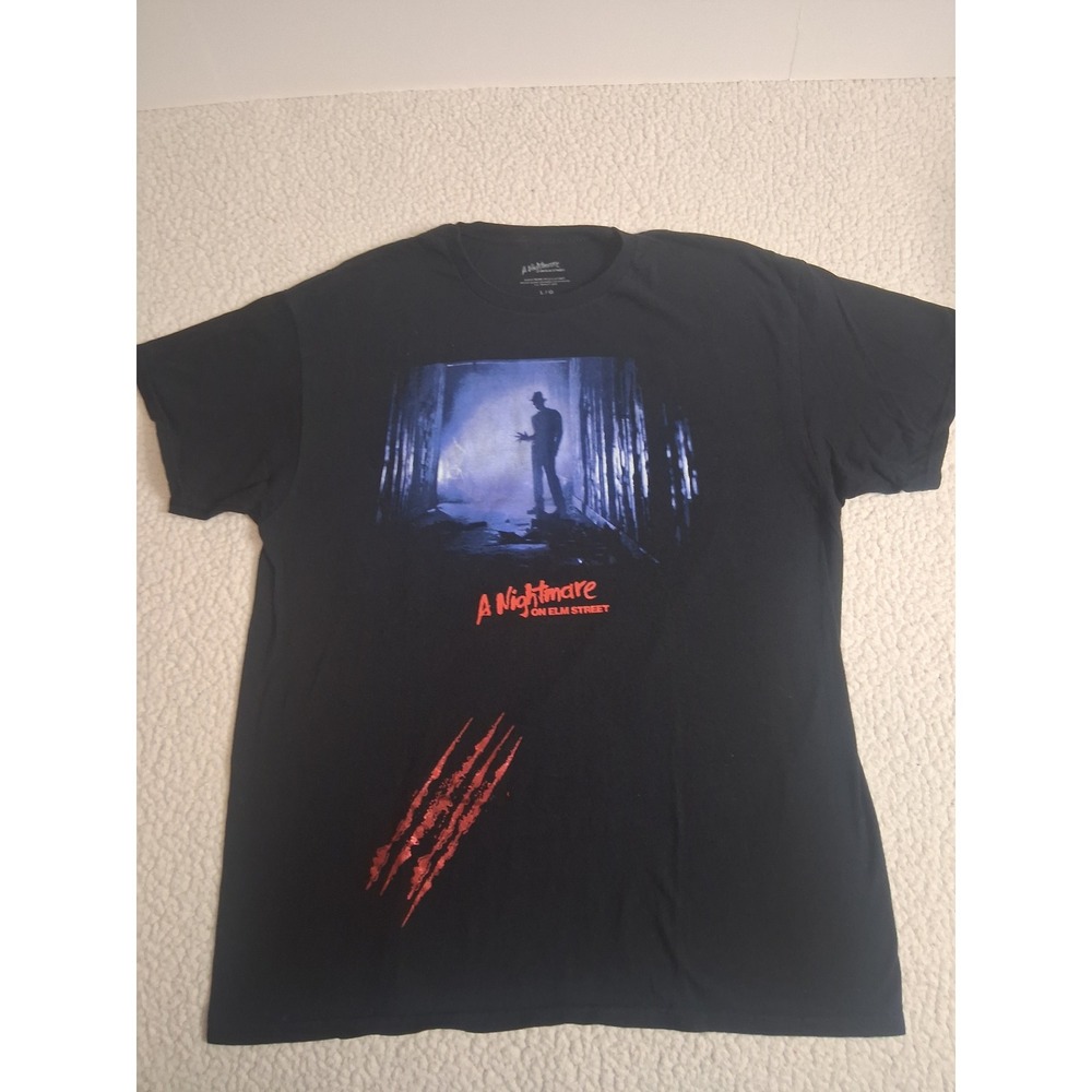 A Nightmare on Elm Street Freddy Krueger Never Sleep Again Black Graphic Tee L